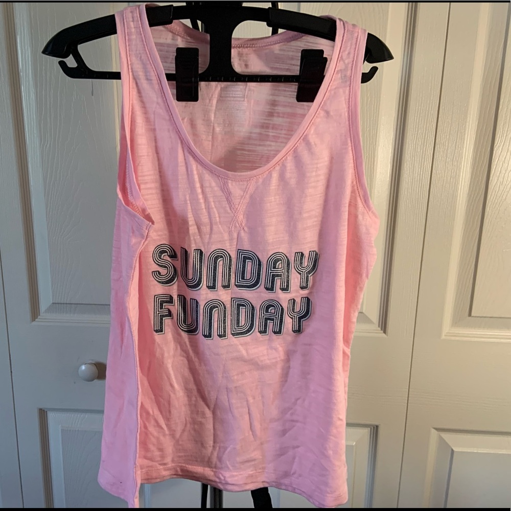 “Sunday Funday” Pink Tank Top (M)